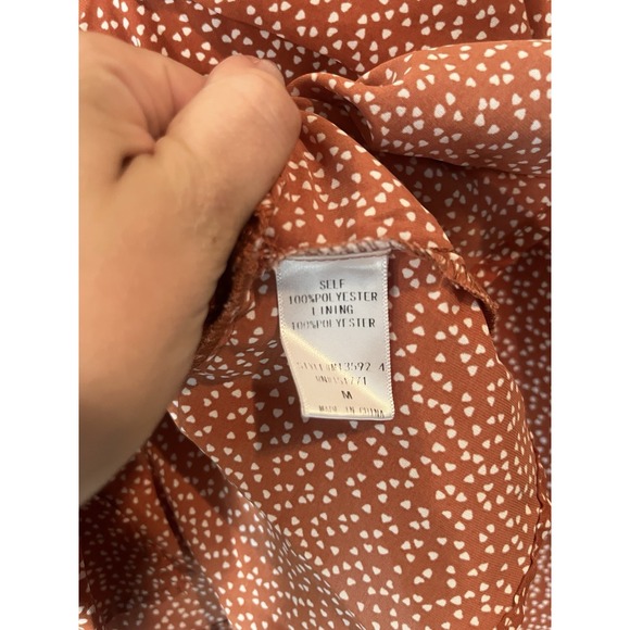 Altard State Balloon Sleeve Crop Top Wrap Front Long Sleeve Orange Hearts Size M - Picture 3 of 4